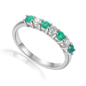 White Gold Emerald & Diamond Ring