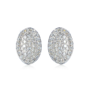 White Gold Oval Diamond Cluster Stud Earrings