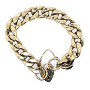 Pre-Owned Yellow Gold Curb Padlock Bracelet