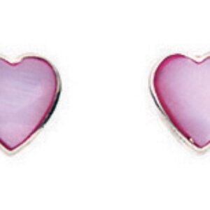 Silver Mother of Pearl Heart Stud Earrings