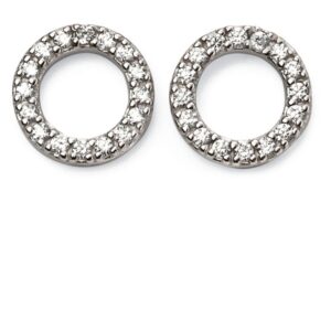 Silver Open Circle Earrings with Cubic Zirconia
