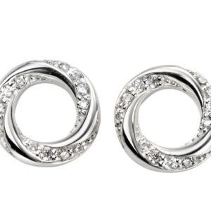 Silver Twisted Earrings with Cubic Zirconia