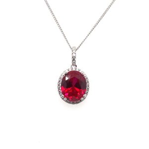 Silver White & Red CZ Pendant
