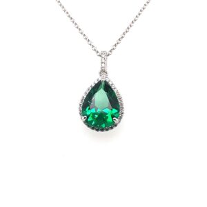 Silver White & Green CZ Pendant