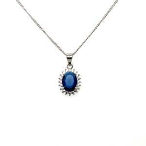 Silver White & Blue CZ Pendant