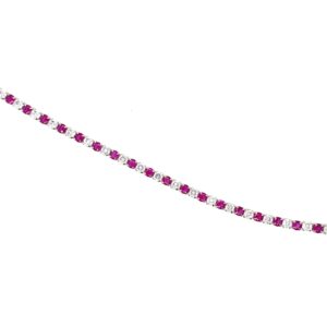 Silver White & Red CZ Tennis Bracelet