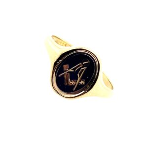 Pre-Owned Yellow Gold Blue Masonic Ring