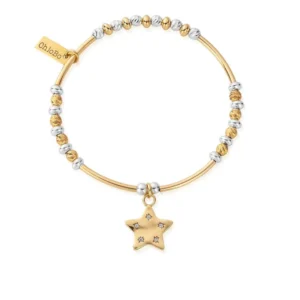 Mixed Metal Personalised Sparkle Star Bracelet