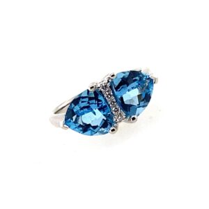 White Gold Blue Topaz & Diamond Ring
