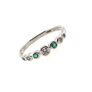 White Gold Emerald & Diamond 1/2 Eternity Ring