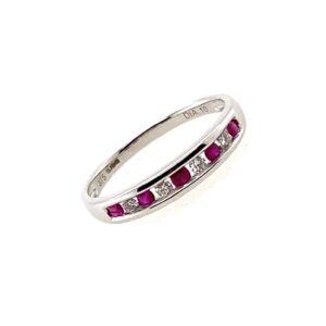 White Gold Ruby & Diamond 1/2 Eternity Ring
