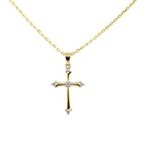 Yellow Gold Diamond Cross Pendant