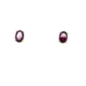 Yellow Gold Garnet Stud Earrings