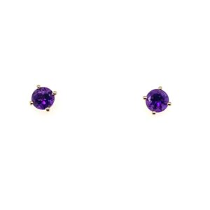 Yellow Gold Amethyst Stud Earrings