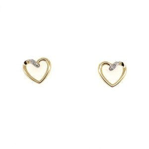Yellow Gold Heart Diamond Stud Earrings
