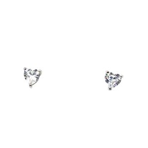Silver CZ Heart Stud Earrings