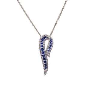 Pre-Owned White Gold Diamond & Sapphire Pendant