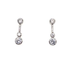 Silver CZ Drop Earrings