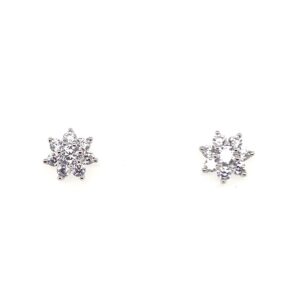Silver CZ Flower Stud Earrings