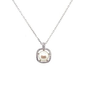 Silver Pearl & CZ Pendant