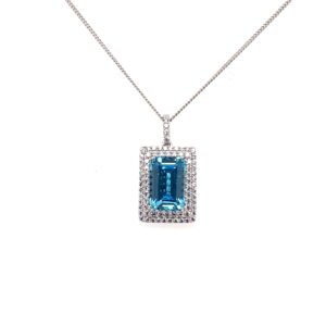 Silver White & Light Blue CZ Pendant