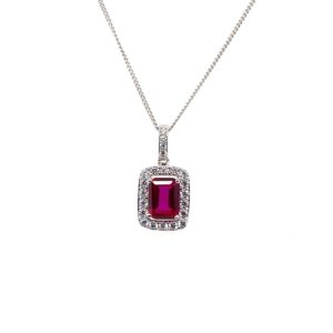 Silver White & Red CZ Pendant