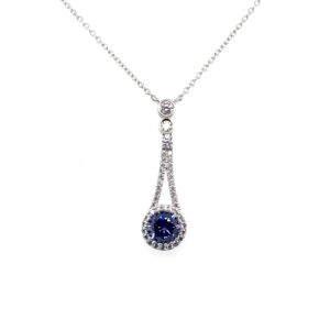 Silver White & Purple CZ Drop Pendant