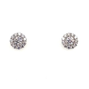 Silver CZ Cluster Stud Earrings