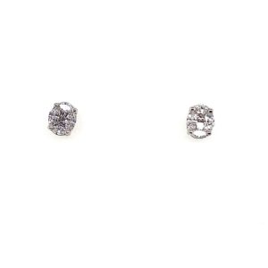 White Gold Diamond Cluster Stud Earrings