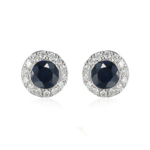 White Gold Sapphire & Diamond Stud Earrings
