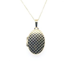 Yellow Gold Pattern Oval Locket