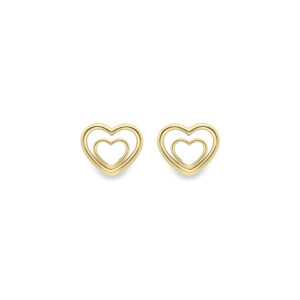Yellow Gold Heart Stud Earrings