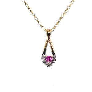 Pre-Owned Yellow Gold Ruby & Diamond Pendant