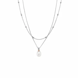 Nature's Wonder Sterling Silver Beachcomber Layered Necklace with Pearl