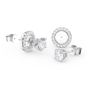Platinum Diamond Halo Stud Earrings