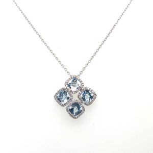 Pre-Owned White Gold Aquamarine & Diamond Pendant