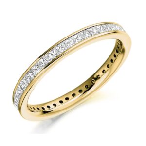 Pre-Owned Yellow Gold Princess Cut Diamond Full Eternity Ring