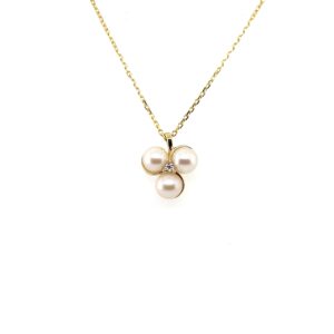 Yellow Gold Pearl & Diamond Pendant