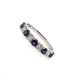 White Gold Diamond & Sapphire Ring