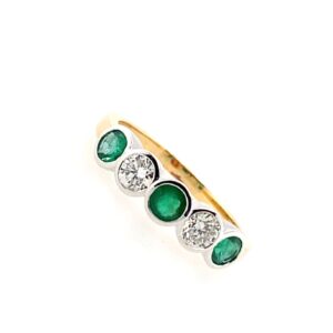 Pre-Owned Yellow Gold Emerald & Diamond Ring