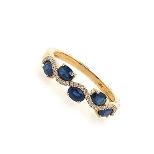 Pre-Owned Yellow Gold Sapphire & Diamond Half Eternity Ring