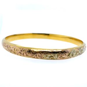 Yellow Gold Patterned Bangle