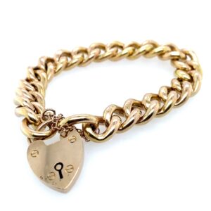 Yellow Gold Heart Padlock Bracelet