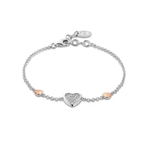 Forever Yours Sterling Silver Love Heart Bracelet with Swarovski® Zirconia