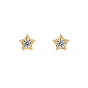 Gold Plated Star Stud Earrings with Cubic Zirconia