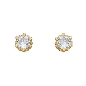 Gold Plated Dotted Edge Round Stud Earrings
