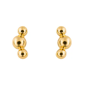 Gold Plated Triple Ball Stud Earrings