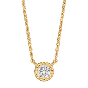 Gold Plated Millegrain Edge Cubic Zirconia Necklace