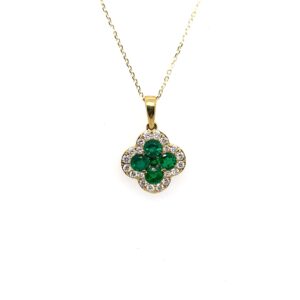 Yellow Gold Diamond & Emerald Pendant