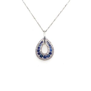 White Gold Sapphire & Diamond Pendant